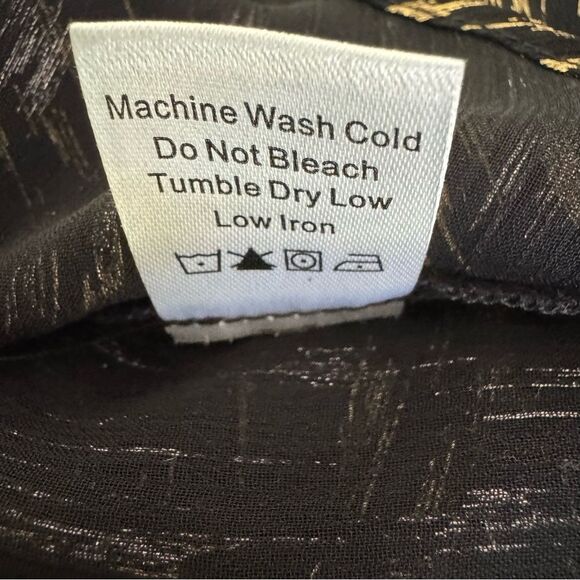 Tuckernuck Eva Metallic Blouse Size XS Sheer Black and Gold Long Sleeve Top - Picture 12 of 12